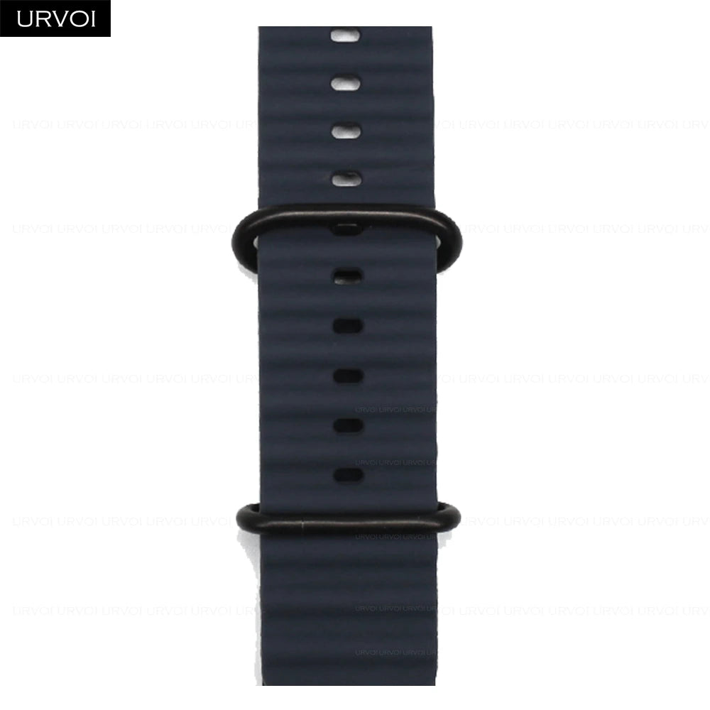 URVOI Ocean Band for  Watch Ultra 3 2 Strap Series 11 10 9 8 SE Sport Band for Iwatch Silicone Wristband Black Buckle 49Mm