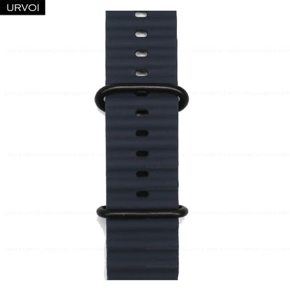 URVOI Ocean Band for  Watch Ultra 3 2 Strap Series 11 10 9 8 SE Sport Band for Iwatch Silicone Wristband Black Buckle 49Mm