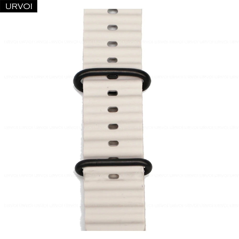 URVOI Ocean Band for  Watch Ultra 3 2 Strap Series 11 10 9 8 SE Sport Band for Iwatch Silicone Wristband Black Buckle 49Mm