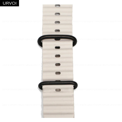 URVOI Ocean Band for  Watch Ultra 3 2 Strap Series 11 10 9 8 SE Sport Band for Iwatch Silicone Wristband Black Buckle 49Mm