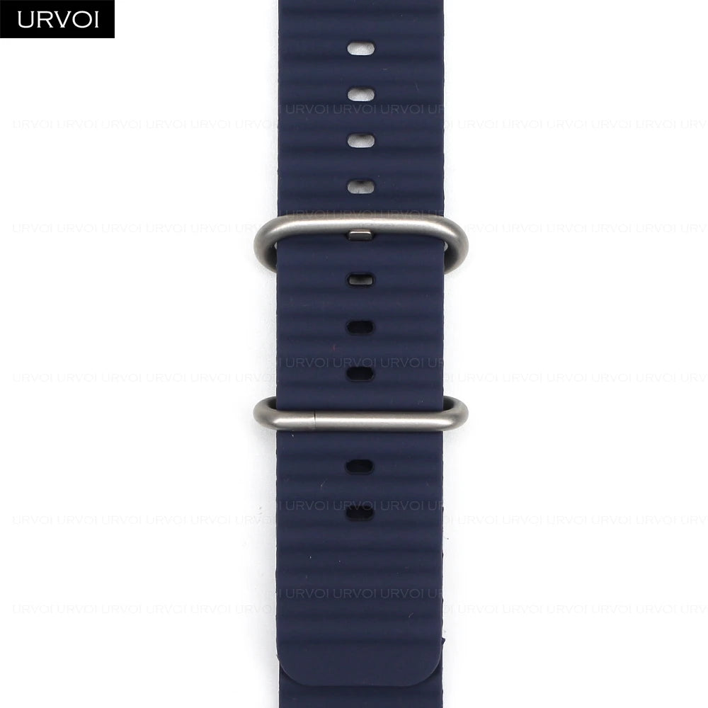 URVOI Ocean Band for  Watch Ultra 3 2 Strap Series 11 10 9 8 SE Sport Band for Iwatch Silicone Wristband Black Buckle 49Mm