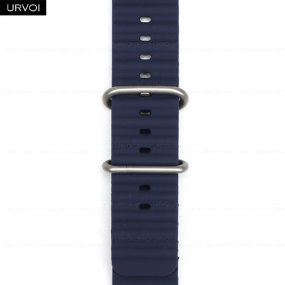 URVOI Ocean Band for  Watch Ultra 3 2 Strap Series 11 10 9 8 SE Sport Band for Iwatch Silicone Wristband Black Buckle 49Mm
