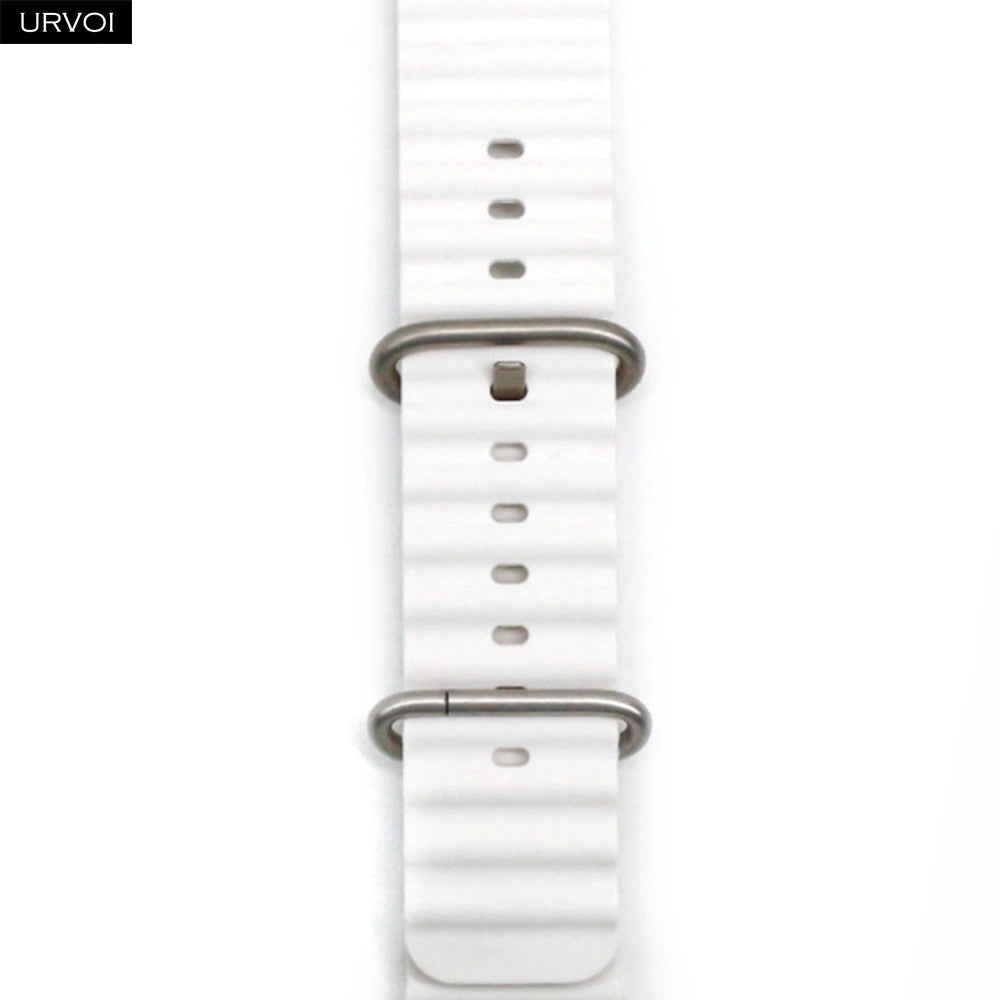 URVOI Ocean Band for  Watch Ultra 3 2 Strap Series 11 10 9 8 SE Sport Band for Iwatch Silicone Wristband Black Buckle 49Mm