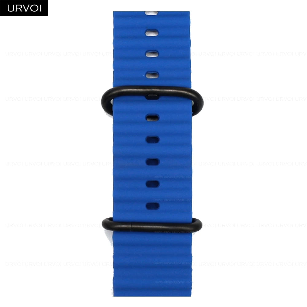 URVOI Ocean Band for  Watch Ultra 3 2 Strap Series 11 10 9 8 SE Sport Band for Iwatch Silicone Wristband Black Buckle 49Mm