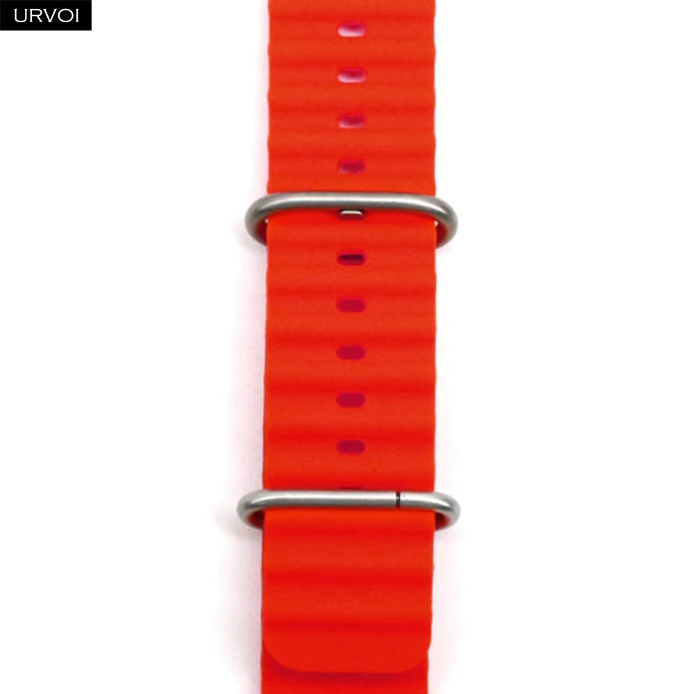 URVOI Ocean Band for  Watch Ultra 3 2 Strap Series 11 10 9 8 SE Sport Band for Iwatch Silicone Wristband Black Buckle 49Mm