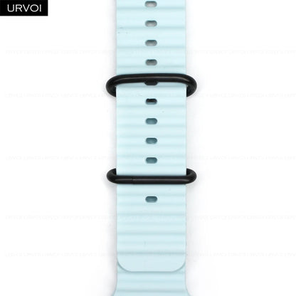 URVOI Ocean Band for  Watch Ultra 3 2 Strap Series 11 10 9 8 SE Sport Band for Iwatch Silicone Wristband Black Buckle 49Mm
