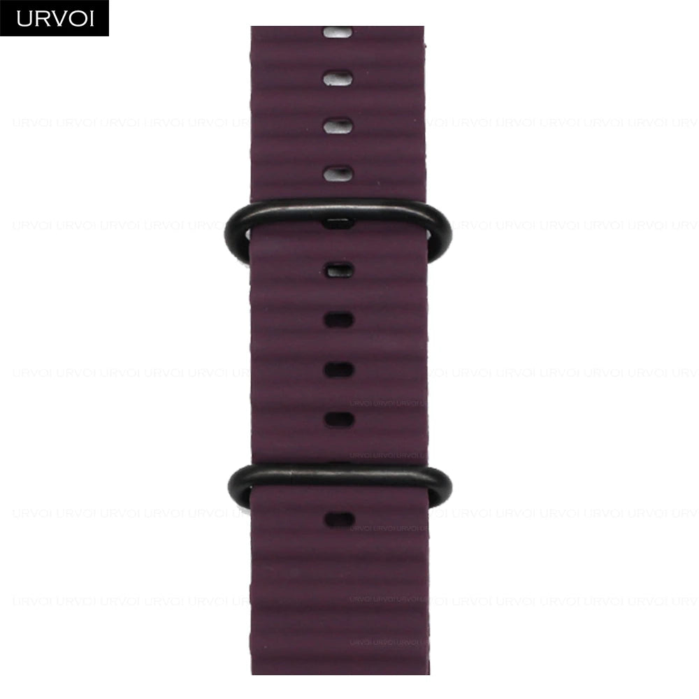 URVOI Ocean Band for  Watch Ultra 3 2 Strap Series 11 10 9 8 SE Sport Band for Iwatch Silicone Wristband Black Buckle 49Mm