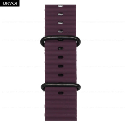 URVOI Ocean Band for  Watch Ultra 3 2 Strap Series 11 10 9 8 SE Sport Band for Iwatch Silicone Wristband Black Buckle 49Mm