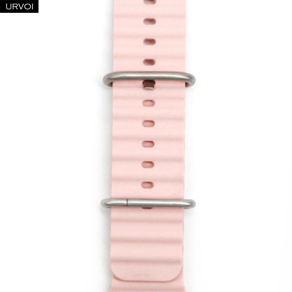 URVOI Ocean Band for  Watch Ultra 3 2 Strap Series 11 10 9 8 SE Sport Band for Iwatch Silicone Wristband Black Buckle 49Mm