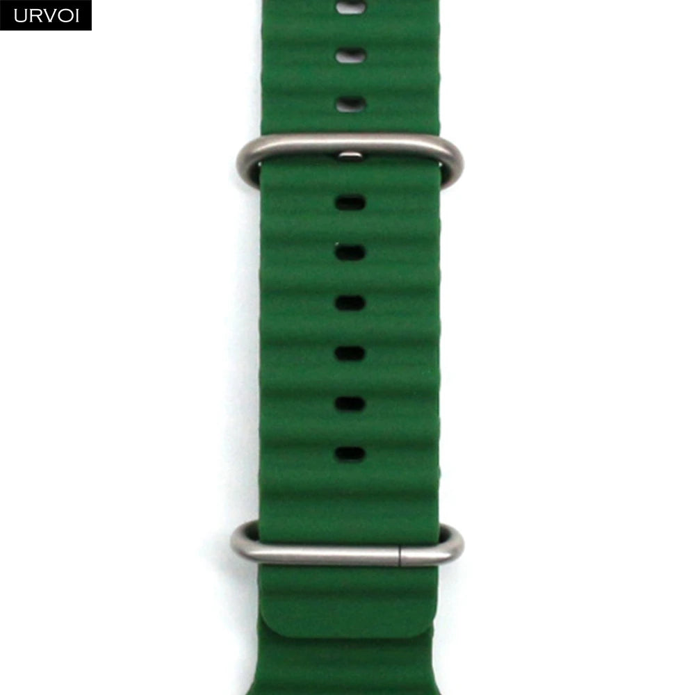 URVOI Ocean Band for  Watch Ultra 3 2 Strap Series 11 10 9 8 SE Sport Band for Iwatch Silicone Wristband Black Buckle 49Mm