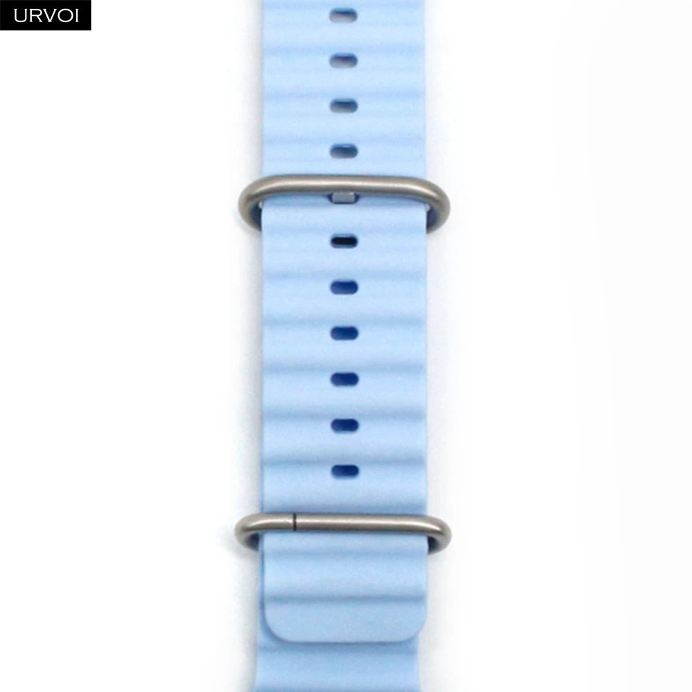 URVOI Ocean Band for  Watch Ultra 3 2 Strap Series 11 10 9 8 SE Sport Band for Iwatch Silicone Wristband Black Buckle 49Mm