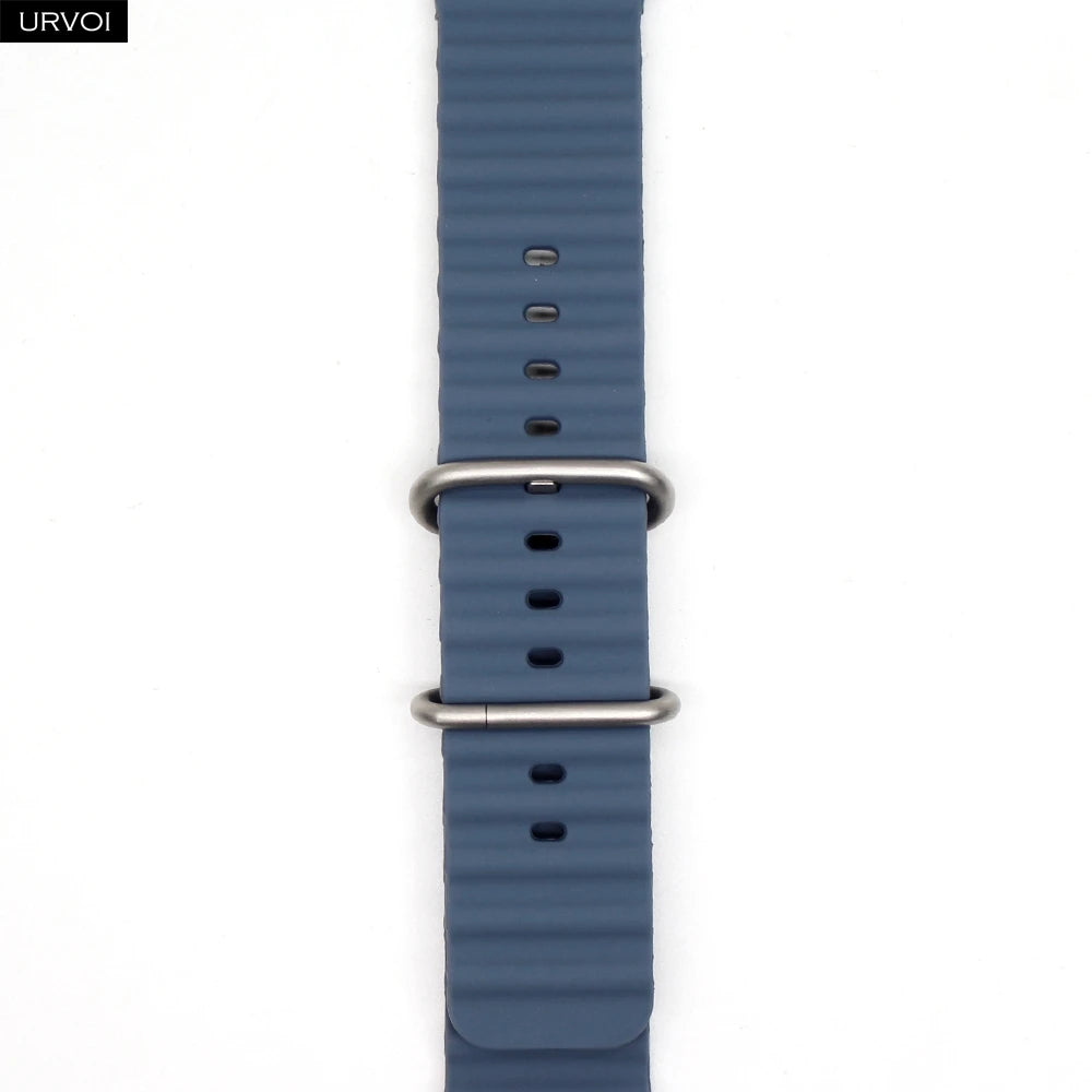 URVOI Ocean Band for  Watch Ultra 3 2 Strap Series 11 10 9 8 SE Sport Band for Iwatch Silicone Wristband Black Buckle 49Mm