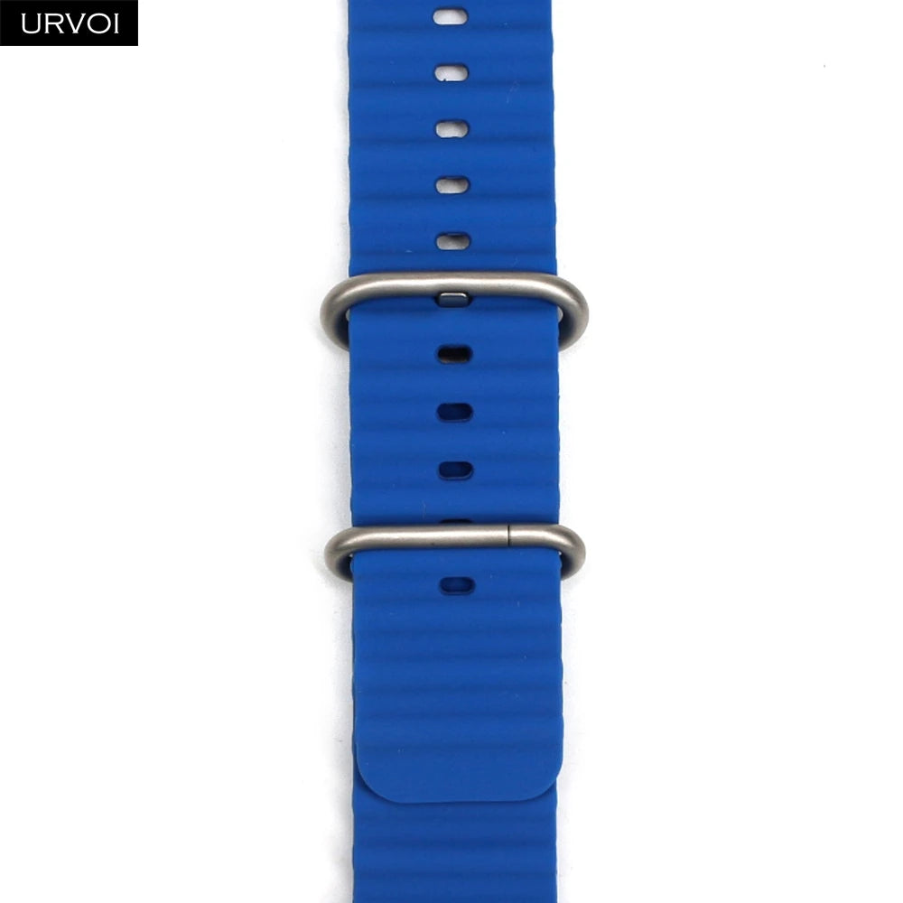URVOI Ocean Band for  Watch Ultra 3 2 Strap Series 11 10 9 8 SE Sport Band for Iwatch Silicone Wristband Black Buckle 49Mm