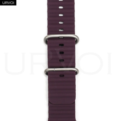 URVOI Ocean Band for  Watch Ultra 3 2 Strap Series 11 10 9 8 SE Sport Band for Iwatch Silicone Wristband Black Buckle 49Mm