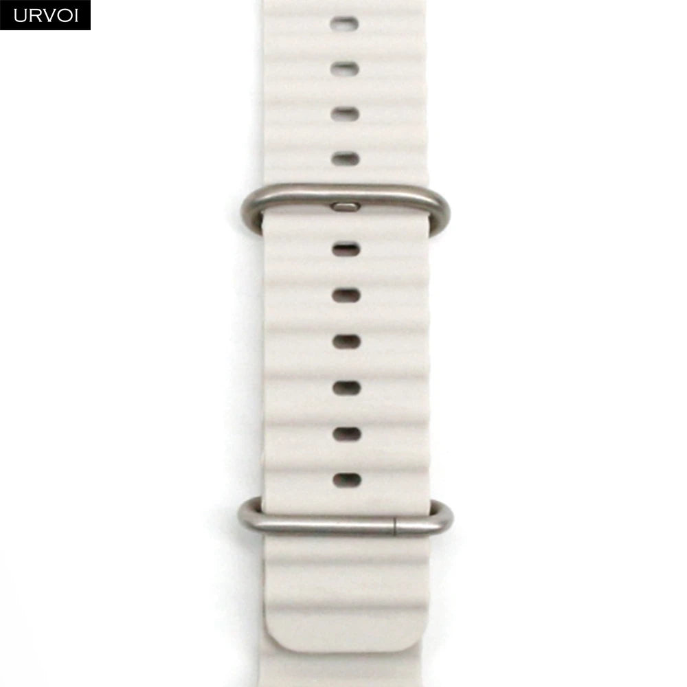 URVOI Ocean Band for  Watch Ultra 3 2 Strap Series 11 10 9 8 SE Sport Band for Iwatch Silicone Wristband Black Buckle 49Mm
