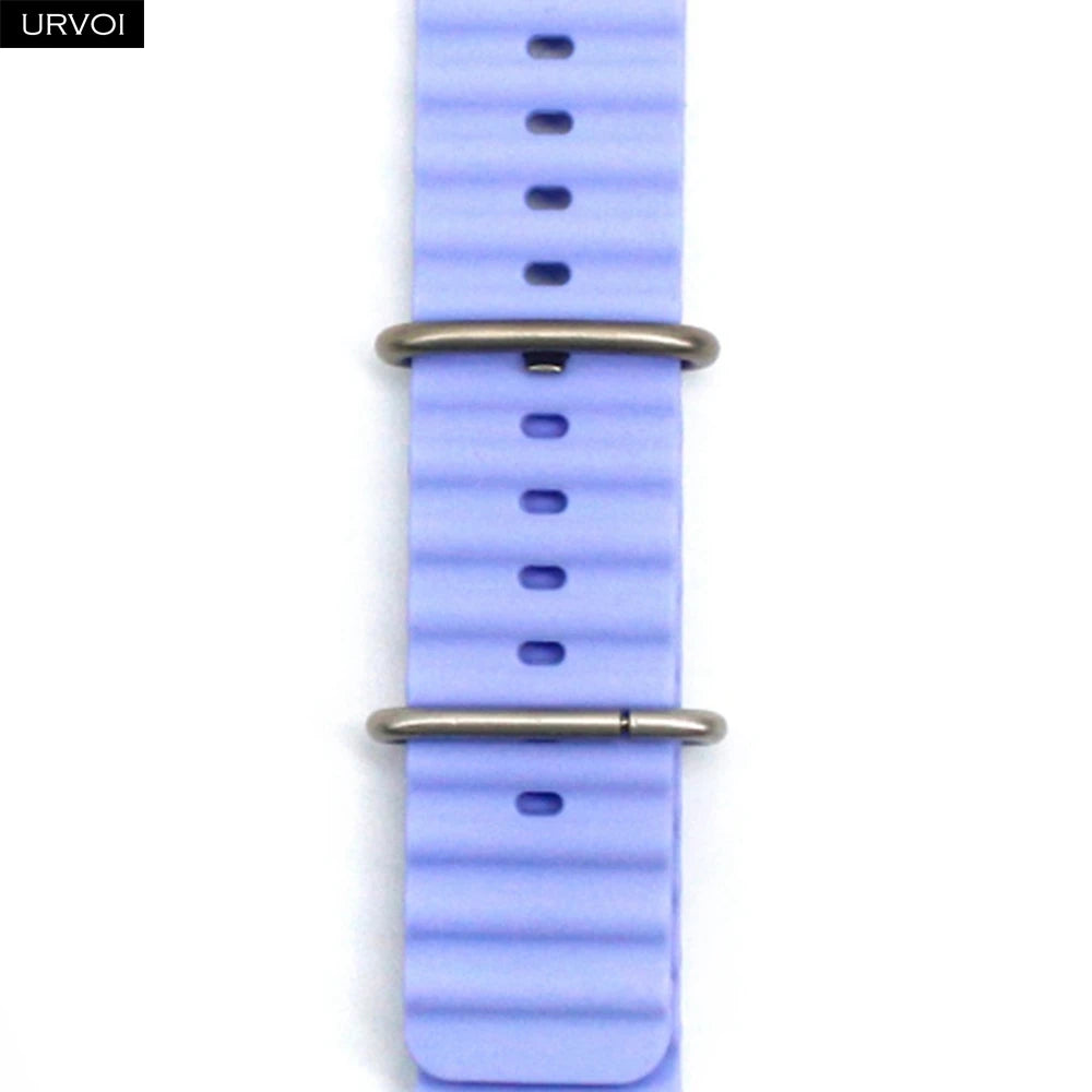 URVOI Ocean Band for  Watch Ultra 3 2 Strap Series 11 10 9 8 SE Sport Band for Iwatch Silicone Wristband Black Buckle 49Mm