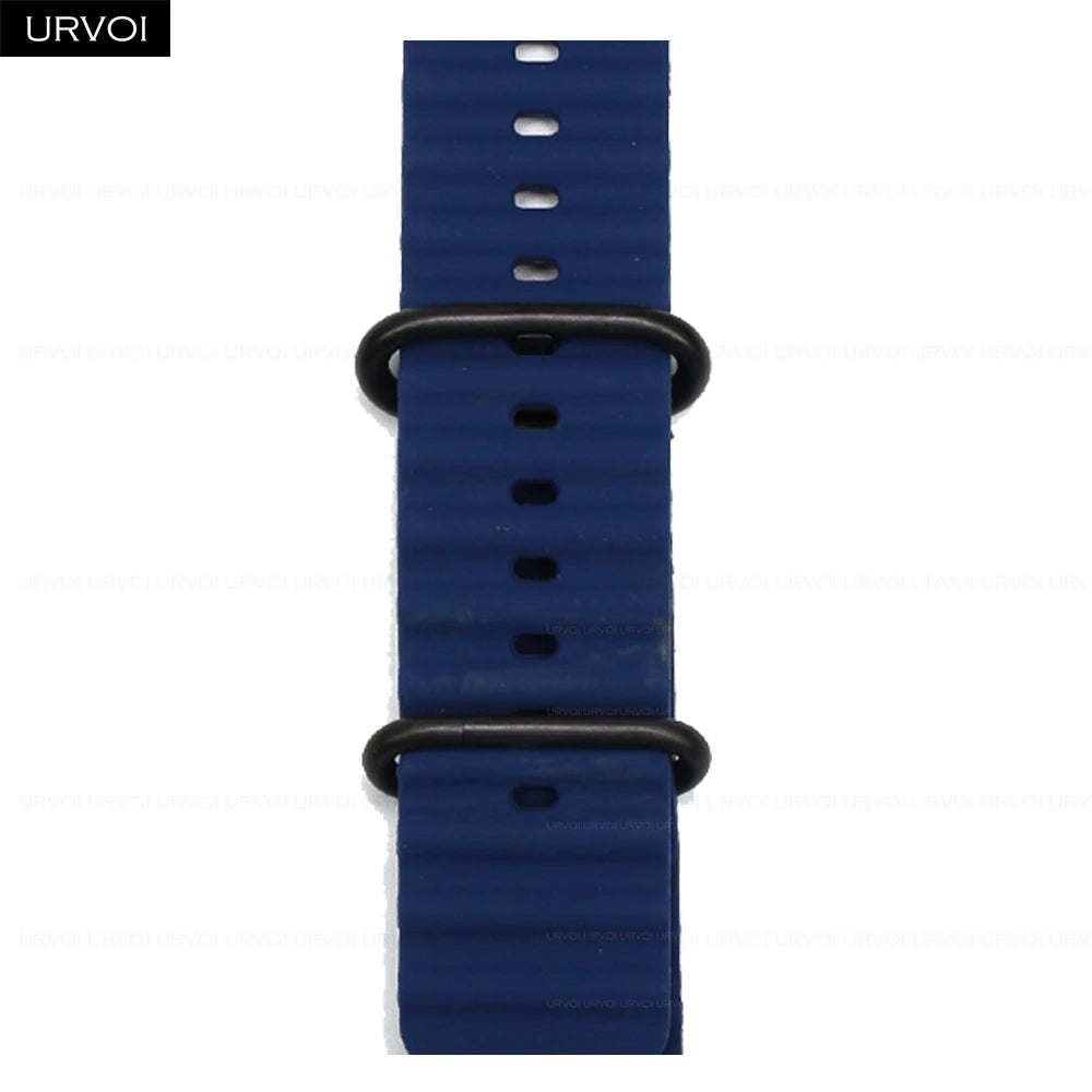 URVOI Ocean Band for  Watch Ultra 3 2 Strap Series 11 10 9 8 SE Sport Band for Iwatch Silicone Wristband Black Buckle 49Mm