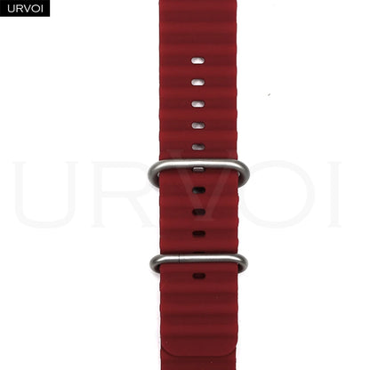 URVOI Ocean Band for  Watch Ultra 3 2 Strap Series 11 10 9 8 SE Sport Band for Iwatch Silicone Wristband Black Buckle 49Mm