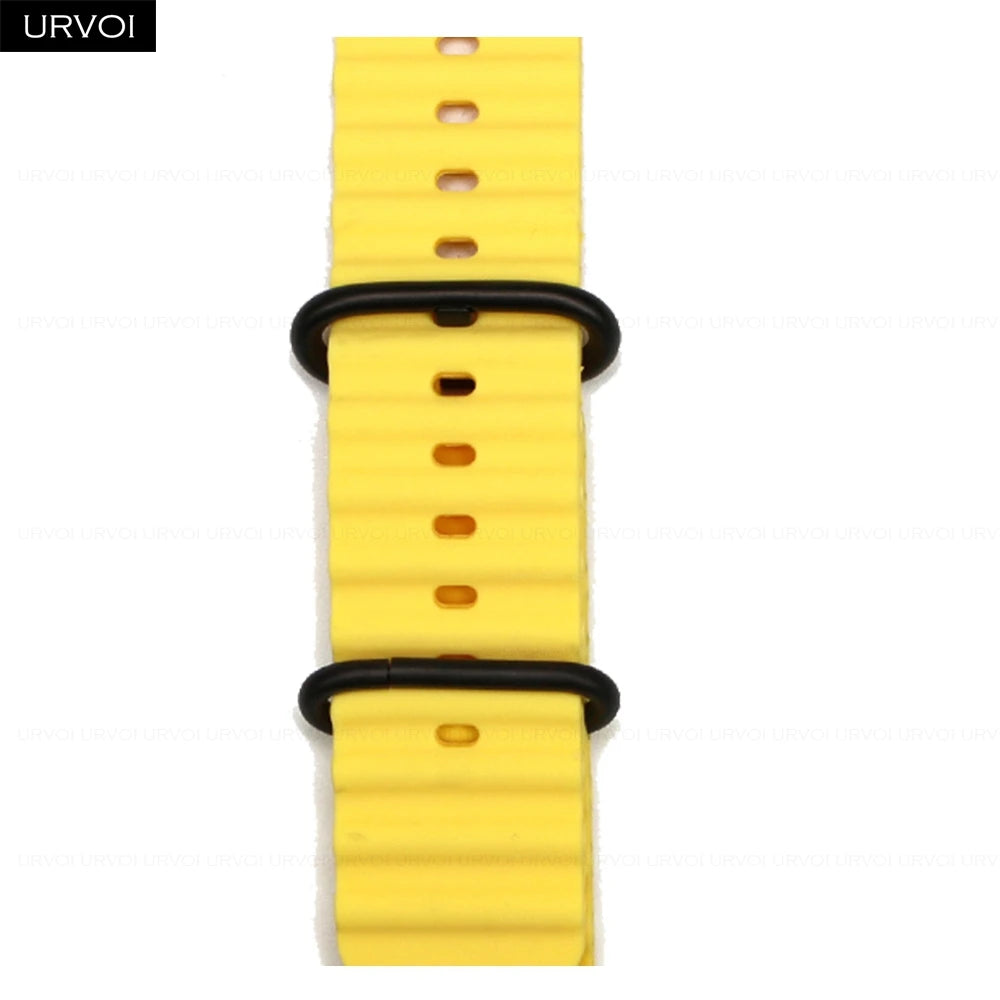 URVOI Ocean Band for  Watch Ultra 3 2 Strap Series 11 10 9 8 SE Sport Band for Iwatch Silicone Wristband Black Buckle 49Mm