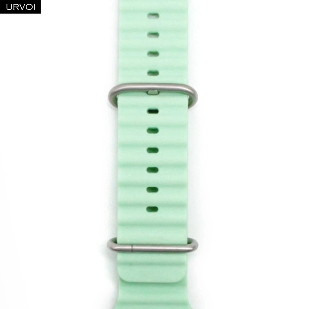 URVOI Ocean Band for  Watch Ultra 3 2 Strap Series 11 10 9 8 SE Sport Band for Iwatch Silicone Wristband Black Buckle 49Mm