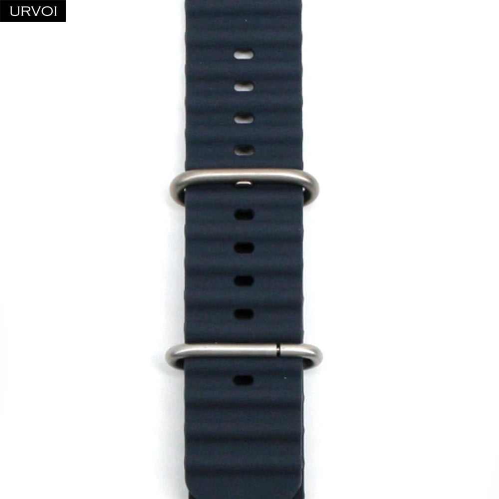 URVOI Ocean Band for  Watch Ultra 3 2 Strap Series 11 10 9 8 SE Sport Band for Iwatch Silicone Wristband Black Buckle 49Mm