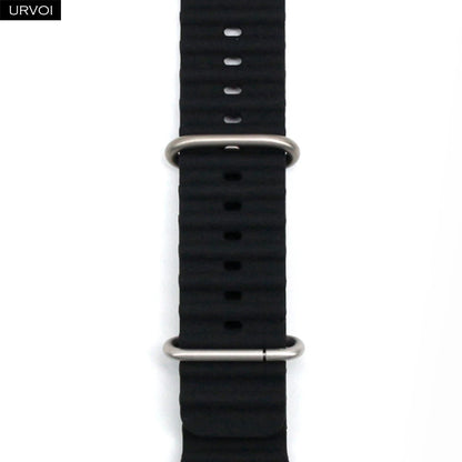 URVOI Ocean Band for  Watch Ultra 3 2 Strap Series 11 10 9 8 SE Sport Band for Iwatch Silicone Wristband Black Buckle 49Mm