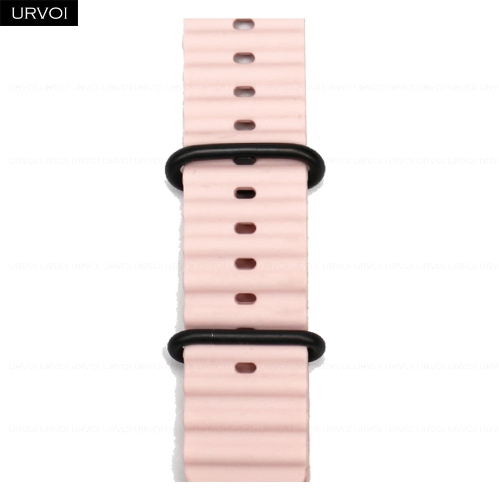URVOI Ocean Band for  Watch Ultra 3 2 Strap Series 11 10 9 8 SE Sport Band for Iwatch Silicone Wristband Black Buckle 49Mm