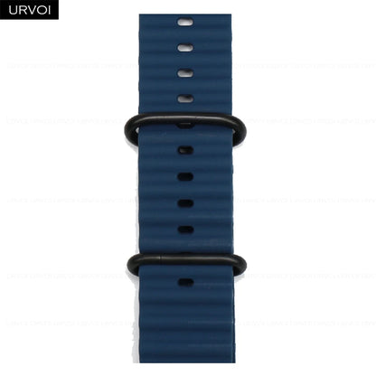 URVOI Ocean Band for  Watch Ultra 3 2 Strap Series 11 10 9 8 SE Sport Band for Iwatch Silicone Wristband Black Buckle 49Mm