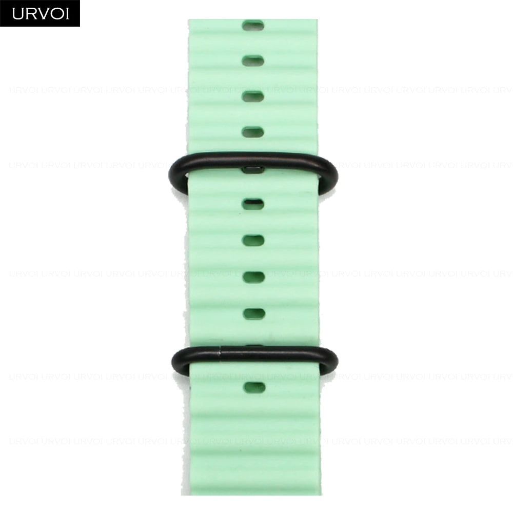 URVOI Ocean Band for  Watch Ultra 3 2 Strap Series 11 10 9 8 SE Sport Band for Iwatch Silicone Wristband Black Buckle 49Mm