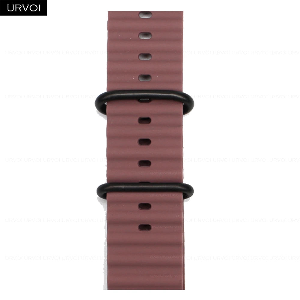 URVOI Ocean Band for  Watch Ultra 3 2 Strap Series 11 10 9 8 SE Sport Band for Iwatch Silicone Wristband Black Buckle 49Mm