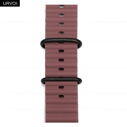 URVOI Ocean Band for  Watch Ultra 3 2 Strap Series 11 10 9 8 SE Sport Band for Iwatch Silicone Wristband Black Buckle 49Mm