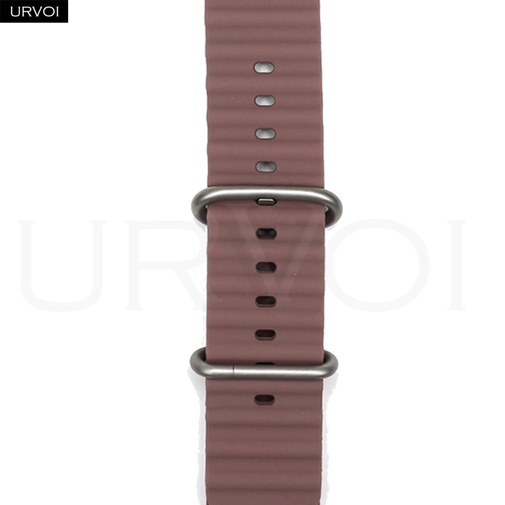 URVOI Ocean Band for  Watch Ultra 3 2 Strap Series 11 10 9 8 SE Sport Band for Iwatch Silicone Wristband Black Buckle 49Mm