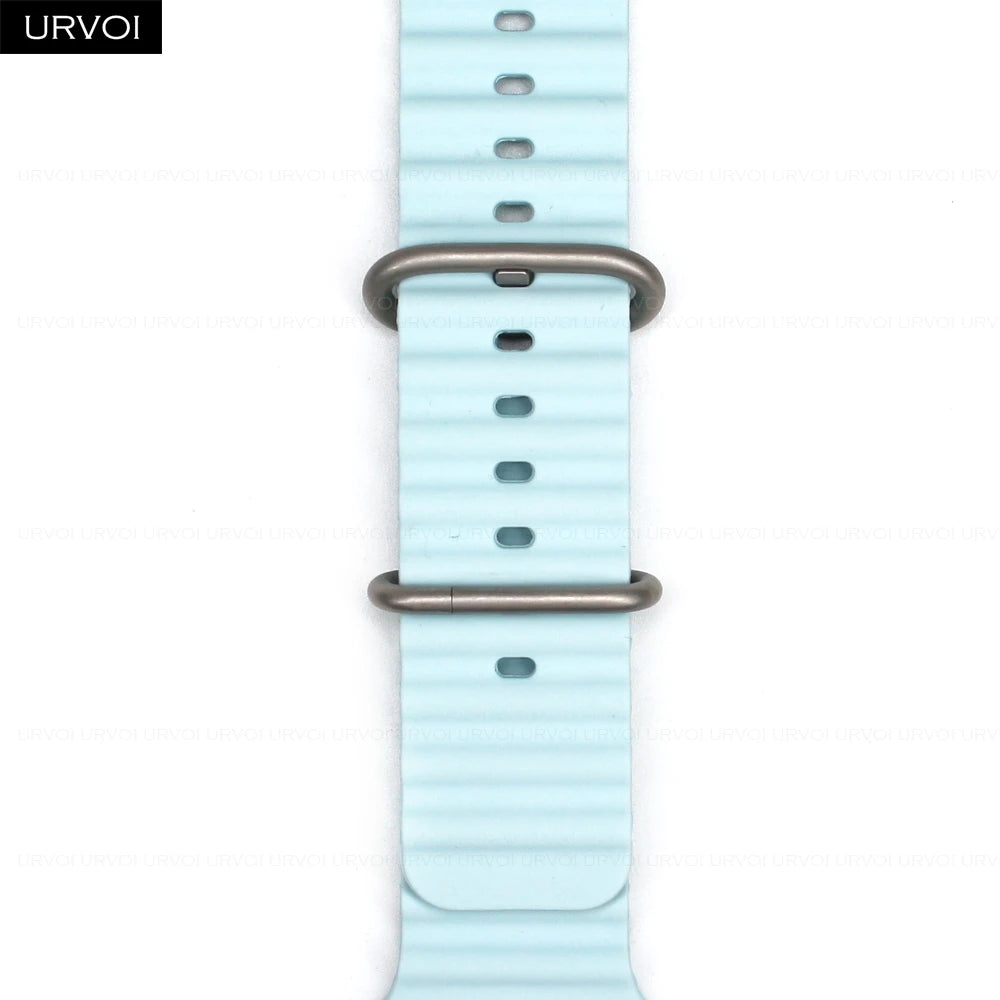 URVOI Ocean Band for  Watch Ultra 3 2 Strap Series 11 10 9 8 SE Sport Band for Iwatch Silicone Wristband Black Buckle 49Mm