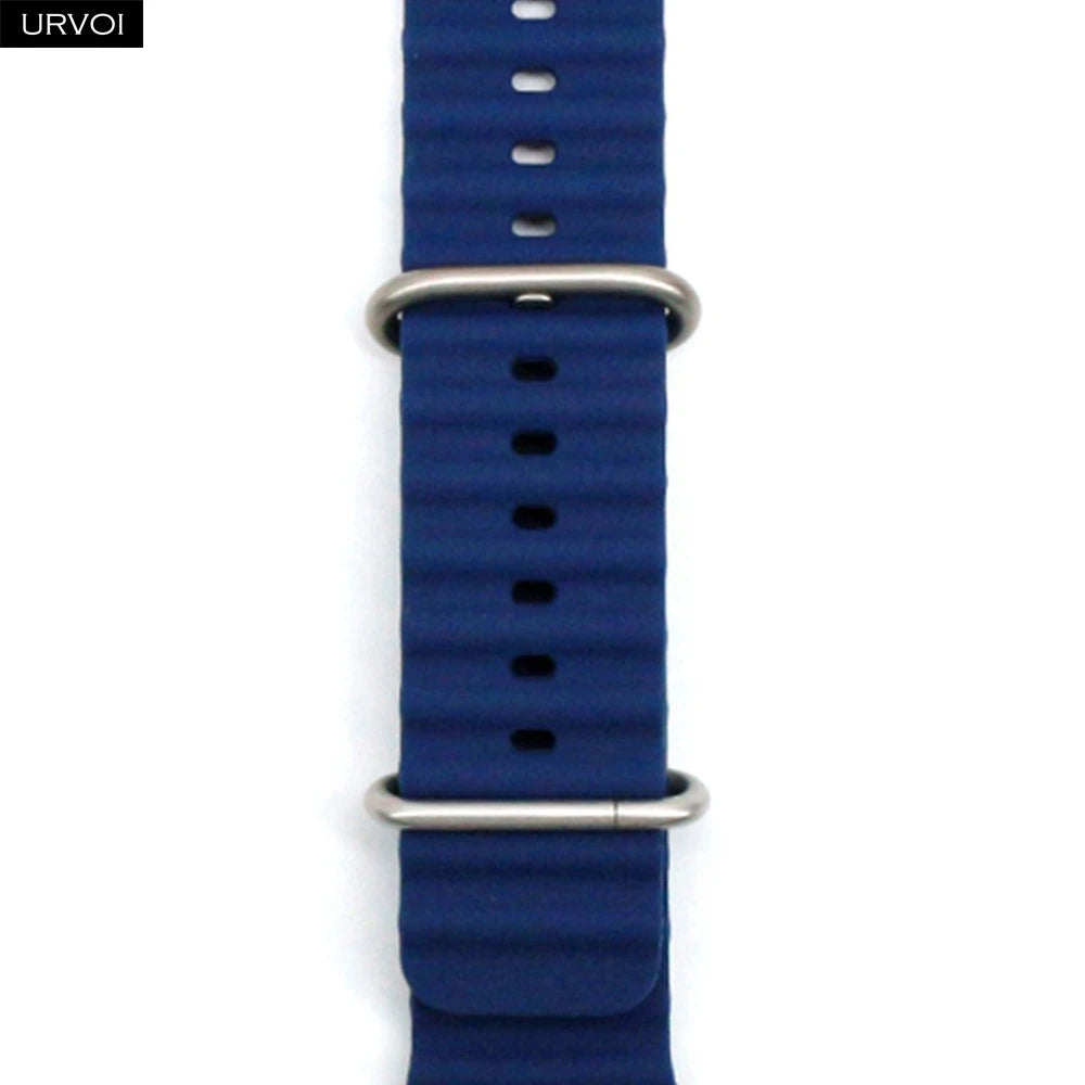 URVOI Ocean Band for  Watch Ultra 3 2 Strap Series 11 10 9 8 SE Sport Band for Iwatch Silicone Wristband Black Buckle 49Mm