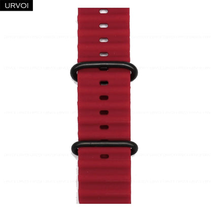 URVOI Ocean Band for  Watch Ultra 3 2 Strap Series 11 10 9 8 SE Sport Band for Iwatch Silicone Wristband Black Buckle 49Mm