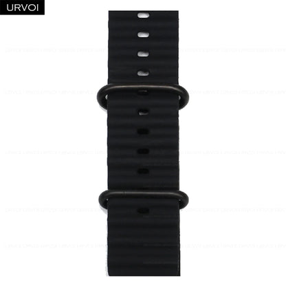 URVOI Ocean Band for  Watch Ultra 3 2 Strap Series 11 10 9 8 SE Sport Band for Iwatch Silicone Wristband Black Buckle 49Mm