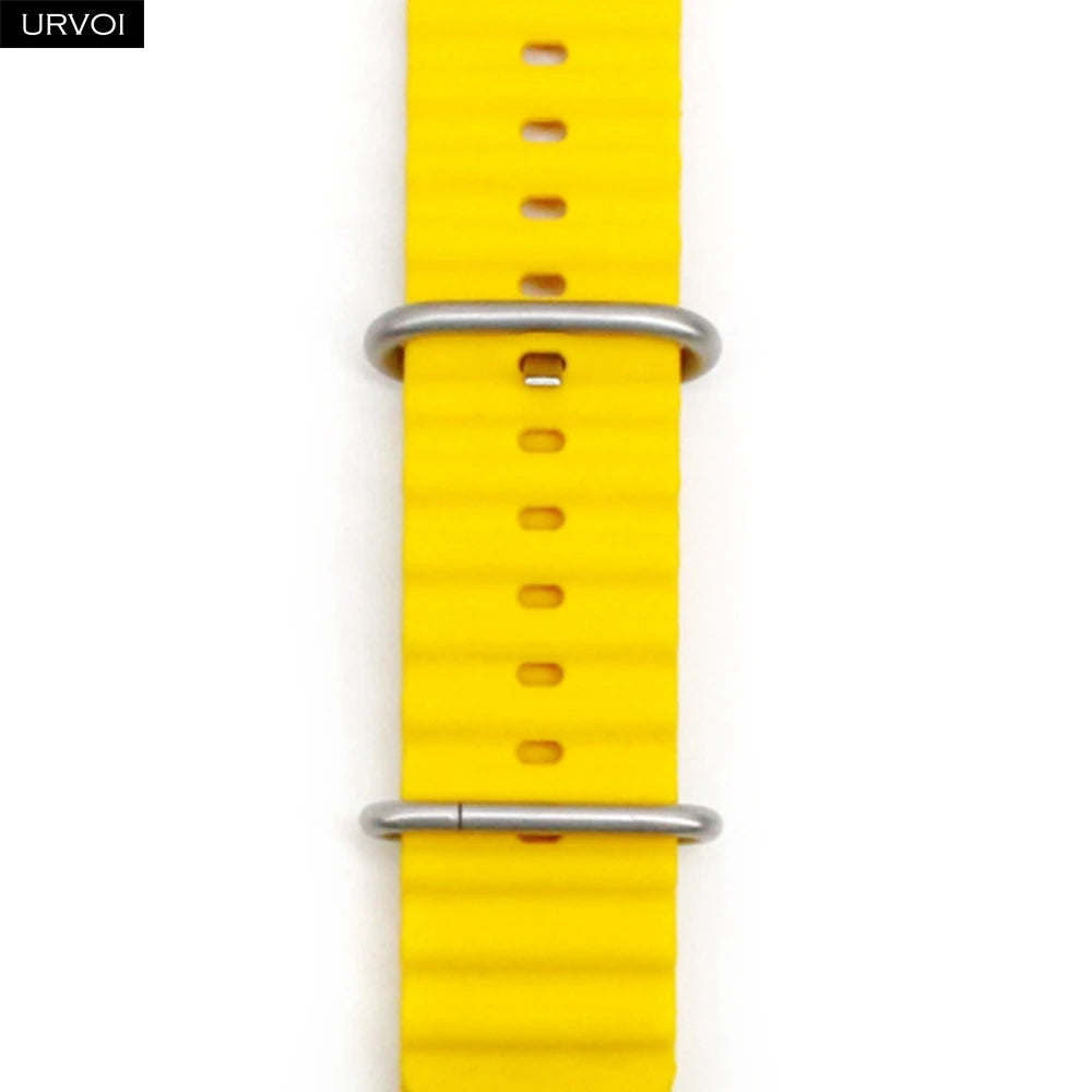 URVOI Ocean Band for  Watch Ultra 3 2 Strap Series 11 10 9 8 SE Sport Band for Iwatch Silicone Wristband Black Buckle 49Mm