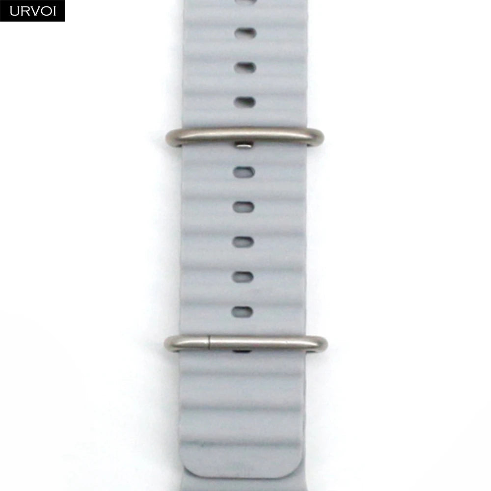 URVOI Ocean Band for  Watch Ultra 3 2 Strap Series 11 10 9 8 SE Sport Band for Iwatch Silicone Wristband Black Buckle 49Mm