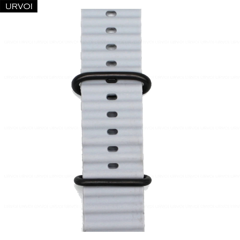 URVOI Ocean Band for  Watch Ultra 3 2 Strap Series 11 10 9 8 SE Sport Band for Iwatch Silicone Wristband Black Buckle 49Mm