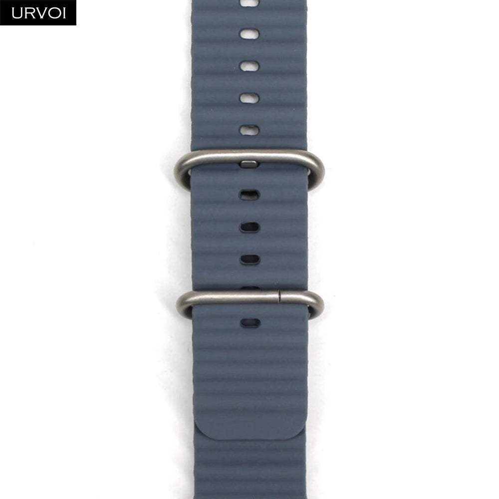 URVOI Ocean Band for  Watch Ultra 3 2 Strap Series 11 10 9 8 SE Sport Band for Iwatch Silicone Wristband Black Buckle 49Mm
