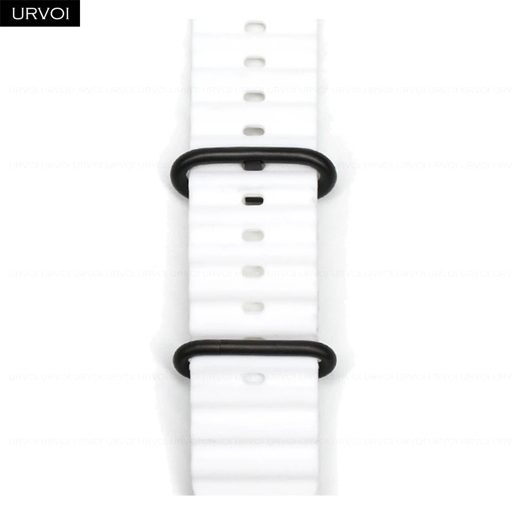 URVOI Ocean Band for  Watch Ultra 3 2 Strap Series 11 10 9 8 SE Sport Band for Iwatch Silicone Wristband Black Buckle 49Mm