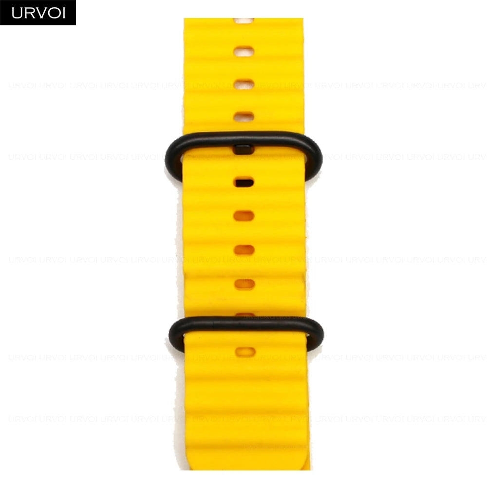 URVOI Ocean Band for  Watch Ultra 3 2 Strap Series 11 10 9 8 SE Sport Band for Iwatch Silicone Wristband Black Buckle 49Mm