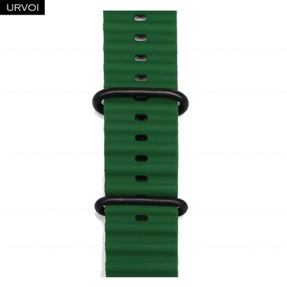 URVOI Ocean Band for  Watch Ultra 3 2 Strap Series 11 10 9 8 SE Sport Band for Iwatch Silicone Wristband Black Buckle 49Mm