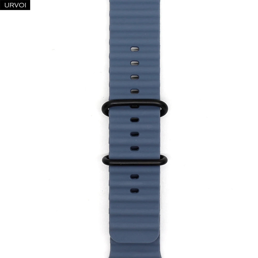URVOI Ocean Band for  Watch Ultra 3 2 Strap Series 11 10 9 8 SE Sport Band for Iwatch Silicone Wristband Black Buckle 49Mm