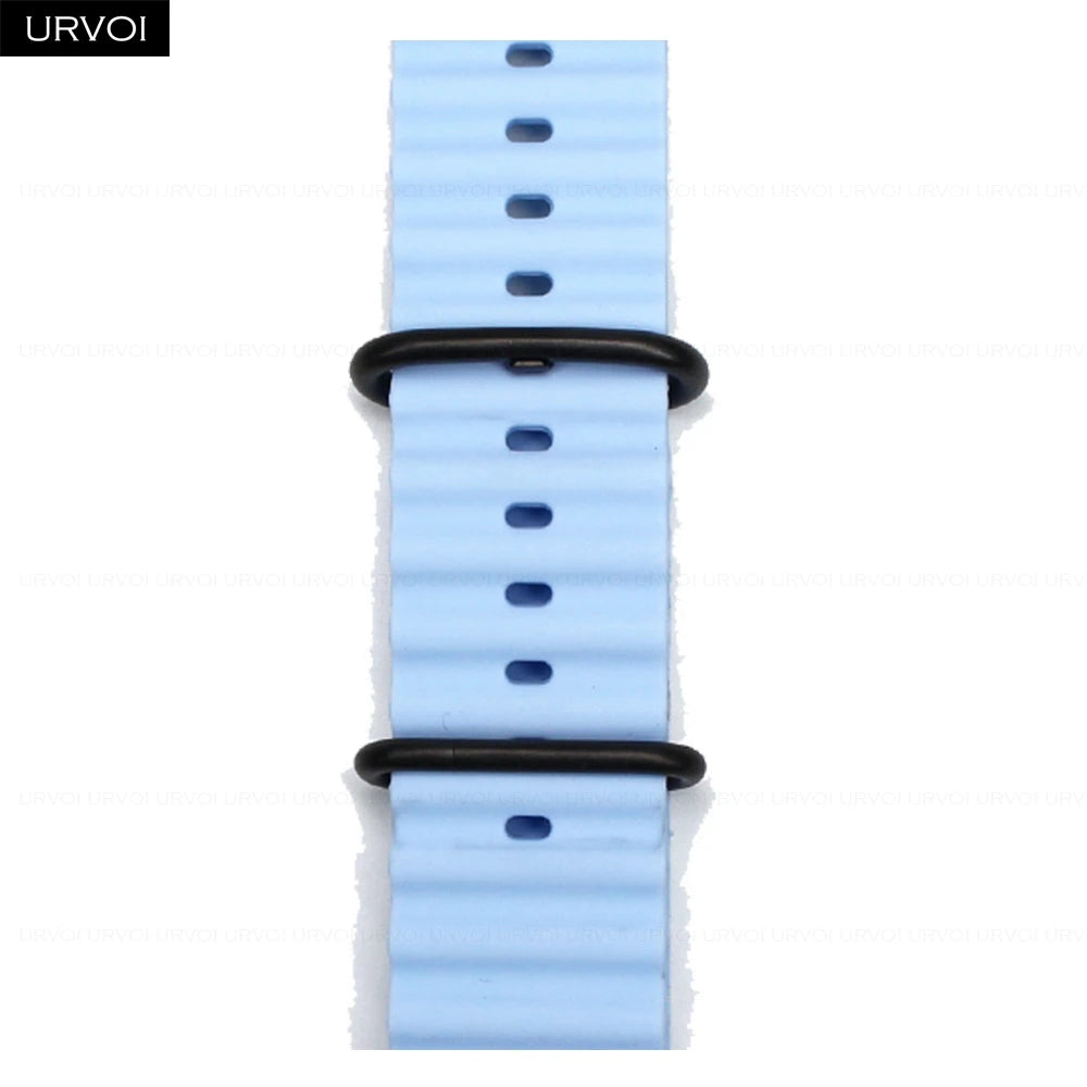 URVOI Ocean Band for  Watch Ultra 3 2 Strap Series 11 10 9 8 SE Sport Band for Iwatch Silicone Wristband Black Buckle 49Mm