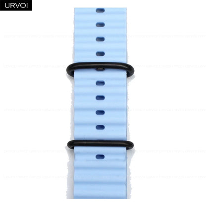 URVOI Ocean Band for  Watch Ultra 3 2 Strap Series 11 10 9 8 SE Sport Band for Iwatch Silicone Wristband Black Buckle 49Mm