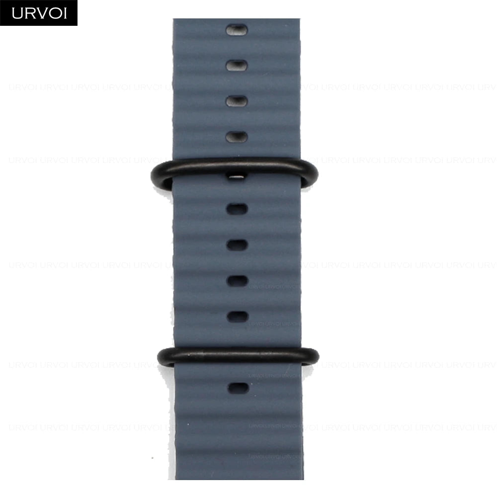 URVOI Ocean Band for  Watch Ultra 3 2 Strap Series 11 10 9 8 SE Sport Band for Iwatch Silicone Wristband Black Buckle 49Mm