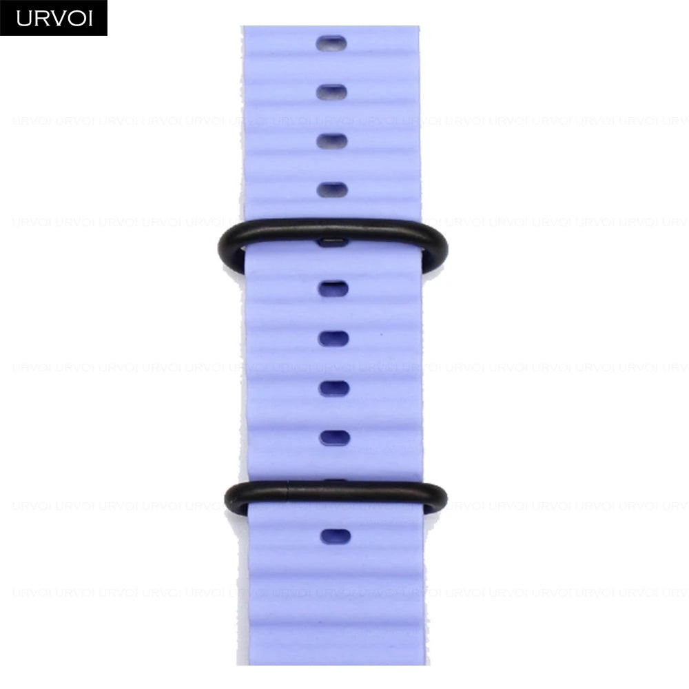 URVOI Ocean Band for  Watch Ultra 3 2 Strap Series 11 10 9 8 SE Sport Band for Iwatch Silicone Wristband Black Buckle 49Mm