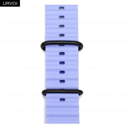 URVOI Ocean Band for  Watch Ultra 3 2 Strap Series 11 10 9 8 SE Sport Band for Iwatch Silicone Wristband Black Buckle 49Mm