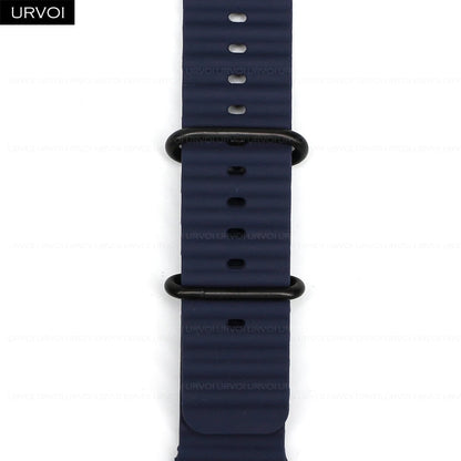 URVOI Ocean Band for  Watch Ultra 3 2 Strap Series 11 10 9 8 SE Sport Band for Iwatch Silicone Wristband Black Buckle 49Mm